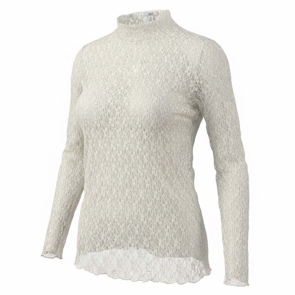 Bar III Womens Lace Turtleneck Long Sleeve Medium Cottagecore Fairy Coquette